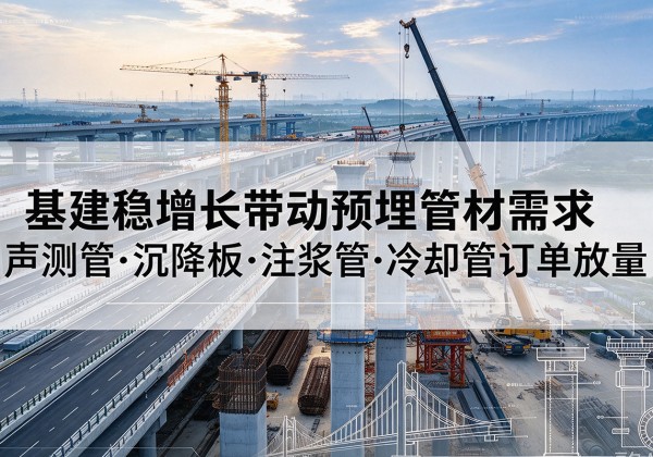 南康基建稳增长带动预埋监测管材需求，声测管、沉降板、注浆管订单持续放量